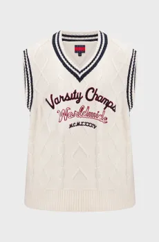 Мужской белый жилет TOMMY CABLE VEST Белый L Tommy Jeans DM0DM21131