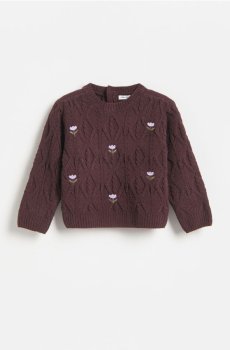 Reserved - Джемпер з вишивкою - темно коричневий - 071KH-89X