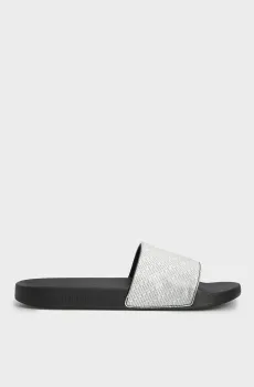 Мужские серебристые слайдеры SLIDE LENTICULAR Серебряный 44 Calvin Klein YM0YM00953