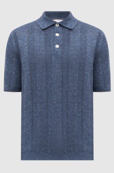 Синее поло с льном