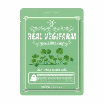 Тканевая маска для лица Fortheskin Super Food Real Vegifarm Double Shot Mask Cica, 23 мл Тканевая маска для лица Fortheskin Super Food Real Vegifarm Double Shot Mask Cica, 23 мл