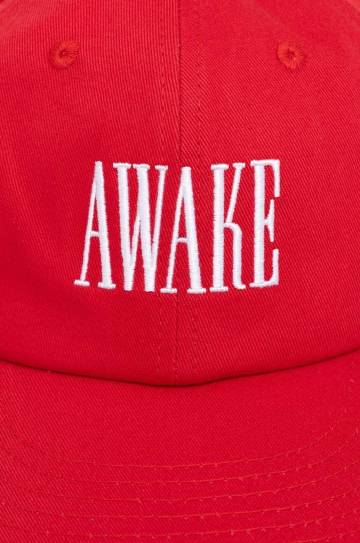 Хлопковая кепка Awake NY Logo Hat цвет красный с аппликацией SP24-HT004 Хлопковая кепка Awake NY Logo Hat цвет красный с аппликацией SP24-HT004