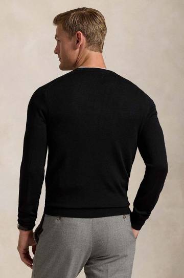 Шерстяной свитер Polo Ralph Lauren Merino Wool мужской цвет чёрный лёгкий 710946143004 Шерстяной свитер Polo Ralph Lauren Merino Wool мужской цвет чёрный лёгкий 710946143004