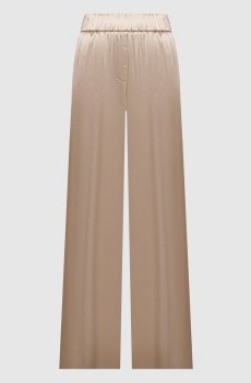 Бежевые брюки прямого кроя с блестящей текстурой
