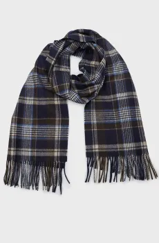 Мужской темно-синий шерстяной шарф в клетку CHECK WOVEN SCARF Синий ONESIZE Gant 9920209
