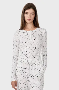 Женский белый лонгслив с узором DOVY Белый S Etam 6555468