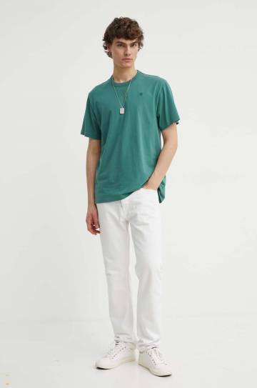 Хлопковая футболка G-Star Raw мужской цвет зелёный однотонный Хлопковая футболка G-Star Raw мужской цвет зелёный однотонный