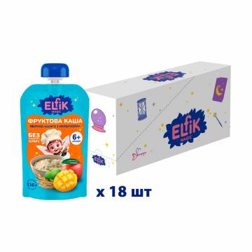Детская фруктовая каша Elfik Magic Яблоко-манго и мультизлак, без добавленного сахара, от 6 месяцев, 18*110 г Детская фруктовая каша Elfik Magic Яблоко-манго и мультизлак, без добавленного сахара, от 6 месяцев, 18*110 г