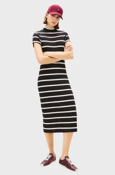 Женское черное платье в полоску SLIM Черный S Tommy Hilfiger WW0WW47860