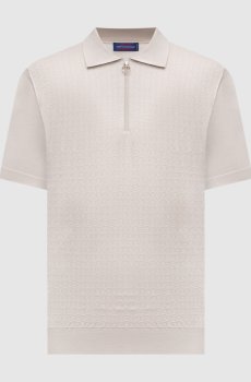 Бежевое поло из шерсти, кашемира и шелка