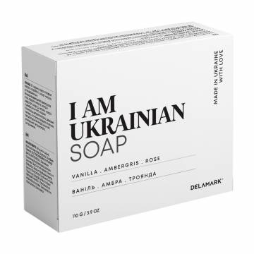 Мыло твердое Delamark I am Ukrainian с ароматом ванили, амбры и розы, 110 г Мыло твердое Delamark I am Ukrainian с ароматом ванили, амбры и розы, 110 г