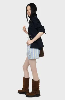 Женские голубые шорты в полоску Pax Голубой 34 ZADIG&VOLTAIRE WWBS01176_SIXTINE