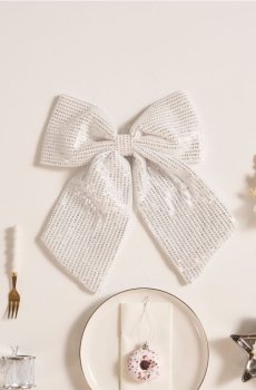 Декоративна стрічка з паєтками - срібний