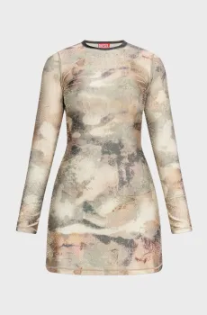 Женское бежевое камуфляжное платье D-UPLO Бежевый XS Diesel A21189 0JMBE