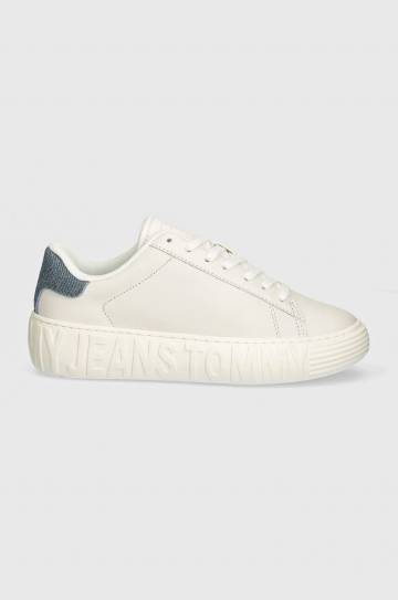Кожаные кроссовки Tommy Jeans TJW FANCY LEATHER CUPSOLE цвет белый EN0EN02575 Кожаные кроссовки Tommy Jeans TJW FANCY LEATHER CUPSOLE цвет белый EN0EN02575