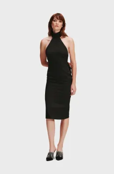 Женское черное платье HUNS PICK RUFFLE Черный 40 Karl Lagerfeld 240W1307