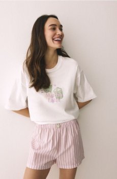 Reserved - Піжамний комплект із двох предметів із принтом - лавандовий - 062HQ-04X