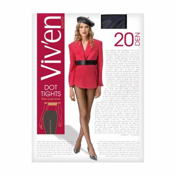 Колготки женские Viven petty Dot Tights без шортиков, в горошек, 20 DEN, черный, размер 3 Колготки женские Viven petty Dot Tights без шортиков, в горошек, 20 DEN, черный, размер 3
