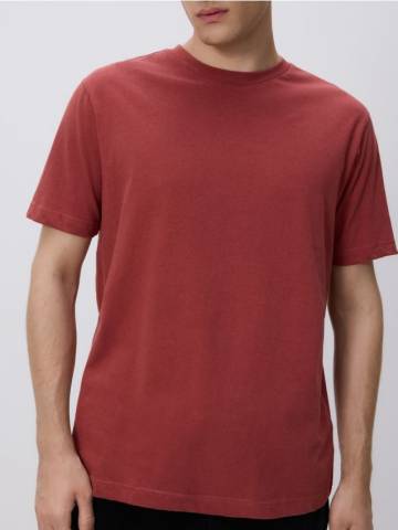 Reserved - Футболка regular fit з льоном - червоний - 393BK-83X