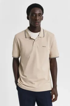 Мужское бежевое поло TIPPING SS PIQUE POLO Бежевый M Gant 2062034