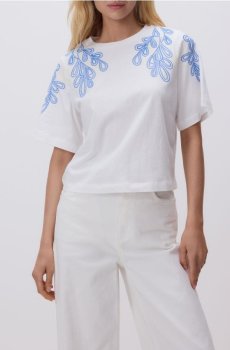 Reserved - Футболка з вишивкою - кремовий - WU857-01J