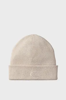 Мужская бежевая шапка EMBLEM Бежевый ONESIZE Calvin Klein LV04D8020G