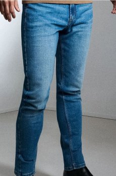 Джинси slim fit з ефектом прання - темно-синій