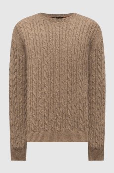 Коричневый свитер из кашемира с фактурным узором