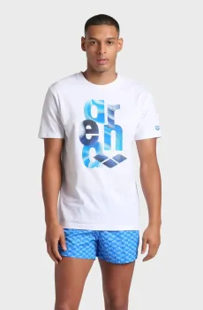 Мужская белая футболка WATER PRINTS T-SHIRT Белый S Arena 009406-100