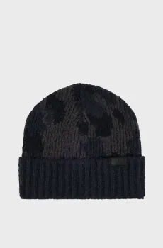 Мужская темно-серая шерстяная шапка с узором Серый ONESIZE HUGO 50502558;028