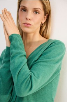 Reserved - Вовняний кардиган - зелений - 125IT-77X