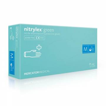 Перчатки нитриловые смотровые Nitrylex нестерильные, неприпудренные, размер M, зеленые, 100 шт
