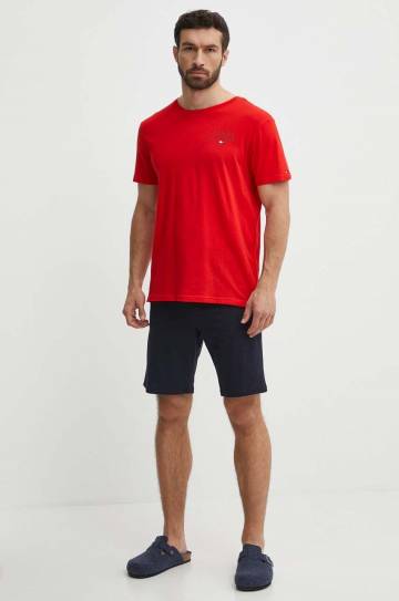 Хлопковая футболка lounge Tommy Hilfiger цвет зелёный меланж Хлопковая футболка lounge Tommy Hilfiger цвет зелёный меланж