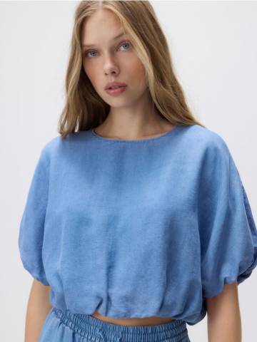 Reserved - Джинсова блузка з ліоцелу - синій - 9306H-50J