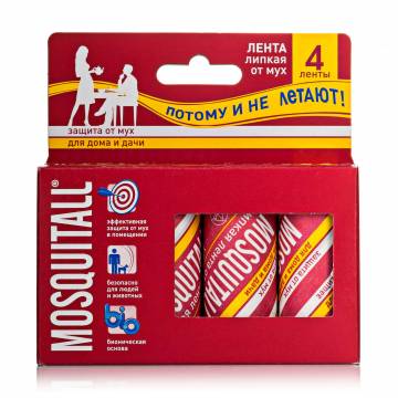 Липкая лента от мух MOSQUITALL, 4 шт Липкая лента от мух MOSQUITALL, 4 шт