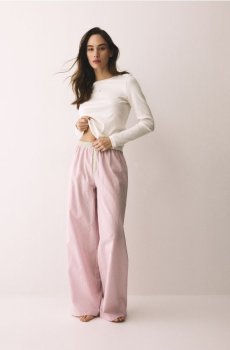 Reserved - Піжамний комплект з двох частин з вишивкою - лавандовий - 059HQ-04X