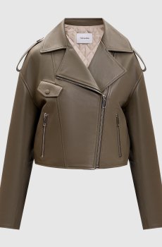 Кожаная косуха цвета хаки