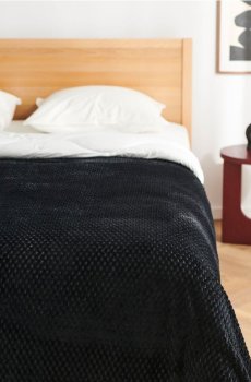 Покривало на ліжко з структурою стільника - чорний