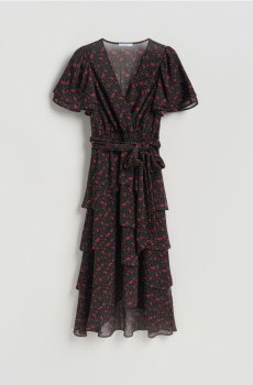 Reserved - Сукня міді з візерунком - чорний - 348HK-99X