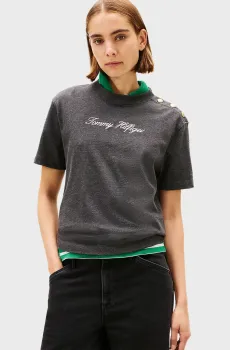 Женская серая футболка GOLD Серый M Tommy Hilfiger WW0WW47819
