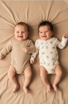 Бавовняні боді, 2 шт. - кремовий