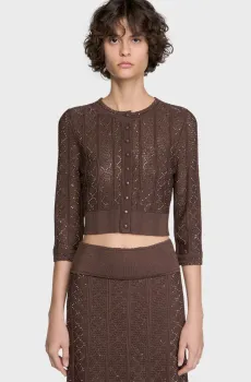 Женский коричневый кардиган Коричневый L Sandro SFPCA01347_Brown