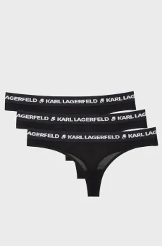 Женские черные трусики (3 шт) LOGO THONG Черный XS Karl Lagerfeld 246W2113