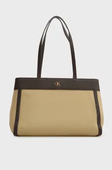 Женская бежевая сумка CK CANVAS MEDIUM TOTE Бежевый ONESIZE Calvin Klein LV04F3503G