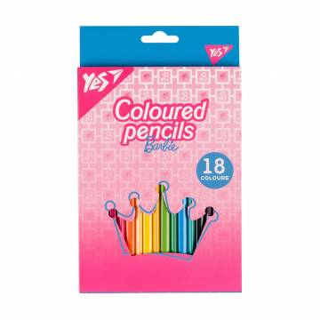 Набор цветных карандашей YES Barbie розовый, 18 цветов (290735)