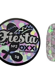 Уценка! Глитерный гель для маникюра Oxxi Professional Fiesta Glitter Gel 02, 5 г