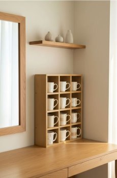 Полиця з квадратними секціями - бежевий