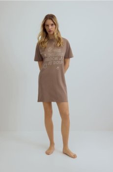 Reserved - LADIES` NIGHTDRESS - коричневий - 951HQ-88X