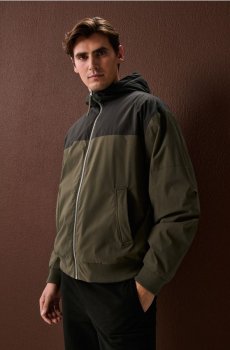 Куртка-бомбер з каптуром - хакі