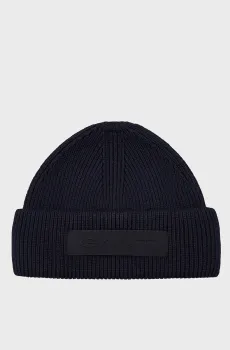 Мужская темно-синяя шапка RIBBED BEANIE Синий ONESIZE Gant 9910024